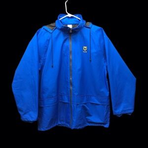 TIDEWE Men's Blue Waterproof Hooded Full Zip Rain Jacket Size XL